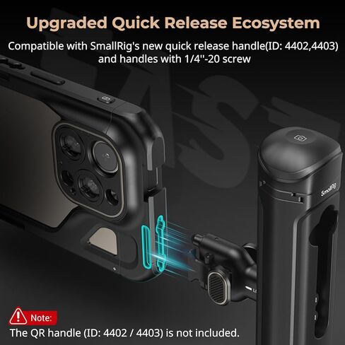 طقم قفص هاتف محمول صغير من SmallRig لهاتف iPhone 15 Pro Max، طقم قفص حامل فيديو متنقل مع مقبض لاسلكي سريع التحرير لتسجيل الفيديو/YouTube/البث المباشر/Vlog - 4393 in Kuwait
