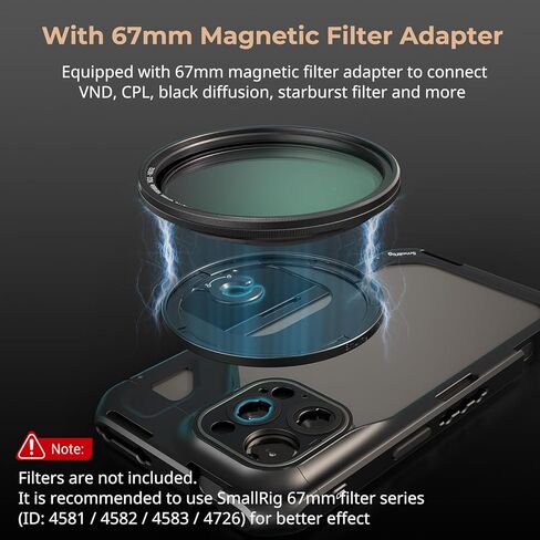 طقم قفص هاتف محمول صغير من SmallRig لهاتف iPhone 15 Pro Max، طقم قفص حامل فيديو متنقل مع مقبض لاسلكي سريع التحرير لتسجيل الفيديو/YouTube/البث المباشر/Vlog - 4393 in Kuwait