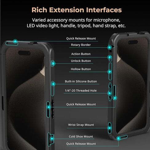 طقم قفص هاتف محمول صغير من SmallRig لهاتف iPhone 15 Pro Max، طقم قفص حامل فيديو متنقل مع مقبض لاسلكي سريع التحرير لتسجيل الفيديو/YouTube/البث المباشر/Vlog - 4393 in Kuwait