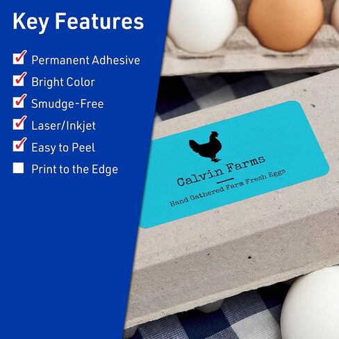Avery Printable Rectangle Labels with Sure Feed Technology, 2" x 4", Bright Blue Labels, Laser/Inkjet, 100 Total, Great for Mailing Labels and Candle Labels in Kuwait