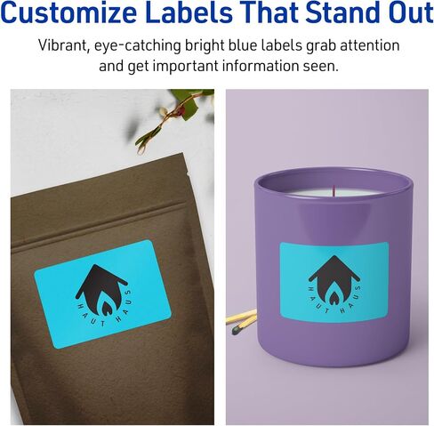 Avery Printable Rectangle Labels with Sure Feed Technology, 2" x 4", Bright Blue Labels, Laser/Inkjet, 100 Total, Great for Mailing Labels and Candle Labels in Kuwait