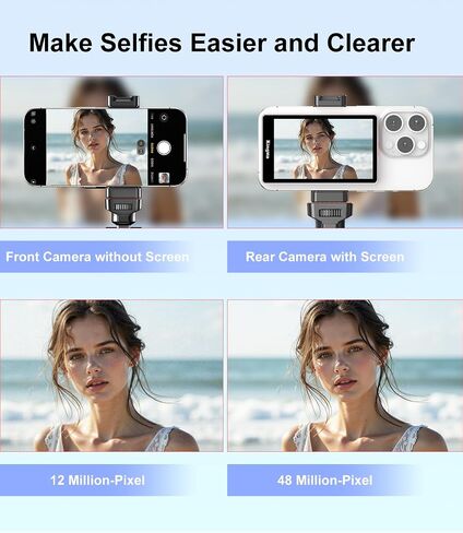 King Ma 4K 30FPS Magnetic Phone Vlog Selfie Monitor Screen, Sync Back Camera iPhone Monitor Screen for Vlog Live Stream & TikTok in Kuwait