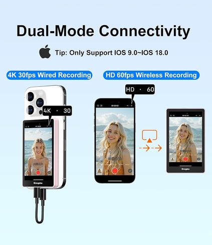 King Ma 4K 30FPS Magnetic Phone Vlog Selfie Monitor Screen, Sync Back Camera iPhone Monitor Screen for Vlog Live Stream & TikTok in Kuwait