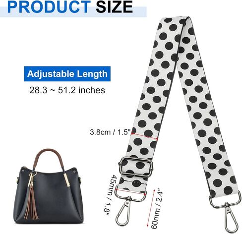 PATIKIL Purse Straps Replacement Crossbody, Purse Strap Crossbody Straps Adjustable Replacement Universal Long Handbag Shoulder Stripe Black White Pattern for Purses, Silver, Polka Dots in Saudi Arabia