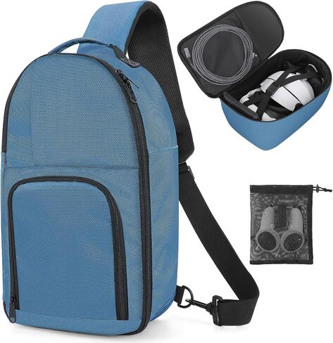 Carrying Case Made for Quest 3/Quest 2/Vision Pro. Waterproof Travel Sling Bag for VR All-in-One Gaming Headset and Touch Controllers Accessories with DIY Main Compartment and Thicken Pad in Kuwait