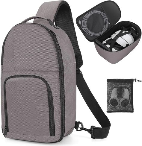 Carrying Case Made for Quest 3/Quest 2/Vision Pro. Waterproof Travel Sling Bag for VR All-in-One Gaming Headset and Touch Controllers Accessories with DIY Main Compartment and Thicken Pad in Kuwait