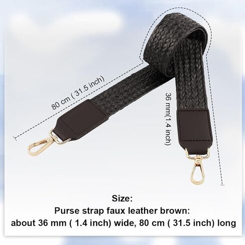 حقيبة حزام محفظة منسوجة من المنسوجة ، قم بمقابض الأكياس البديلة رافيا ، حزام متماسكة من الجلد المقلدة الطويل بب ، مع مزودة بمشابك دوارة للنساء. in Kuwait