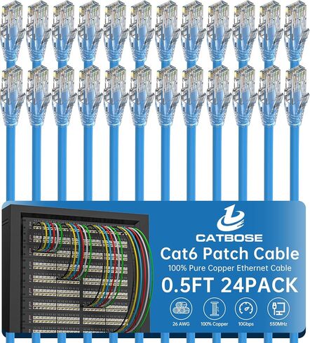 1 Foot Cat6 Patch Cable(12 Pack), Solid Pure Copper Patch Cord, Cat 6 Ethernet Cable, UTP Network, High Speed RJ45 Internet Cable, Compatible for Routers, Switches, PC, Servers, PS4/5, Xbox - Green in Kuwait