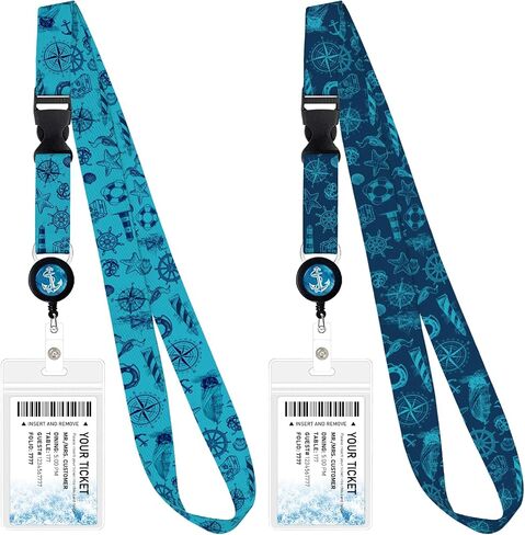 2 Pack Retractable Cruise Lanyard with Waterproof ID Holder Retractable Reel for Cruise Key Cards Ships Essentials & Must Have Travel Accessories（Funny Pirate） 2 in Saudi Arabia