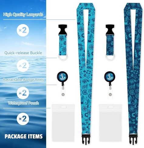 2 Pack Retractable Cruise Lanyard with Waterproof ID Holder Retractable Reel for Cruise Key Cards Ships Essentials & Must Have Travel Accessories（Funny Pirate） 2 in Saudi Arabia