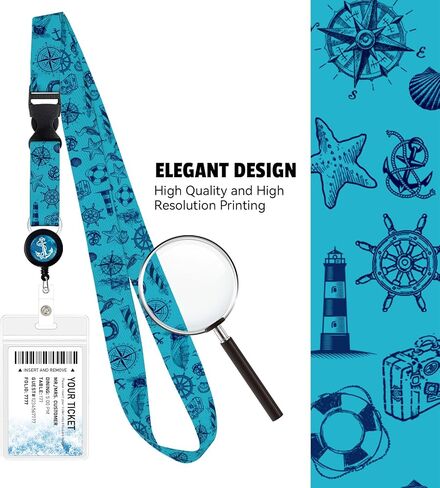 2 Pack Retractable Cruise Lanyard with Waterproof ID Holder Retractable Reel for Cruise Key Cards Ships Essentials & Must Have Travel Accessories（Funny Pirate） 2 in Saudi Arabia