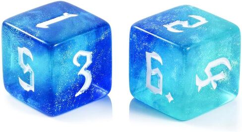 10 Pieces Polyhedral D6 Dice 16mm Acrylic Double Colors 6 Sided Game Dice for RPG MTG DND Table Games (Blue Green) in Kuwait