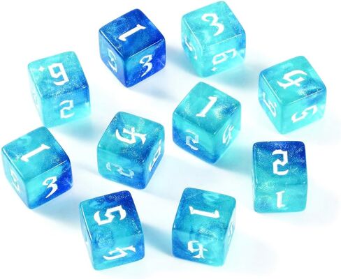 10 Pieces Polyhedral D6 Dice 16mm Acrylic Double Colors 6 Sided Game Dice for RPG MTG DND Table Games (Blue Green) in Kuwait