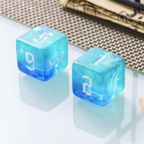 10 Pieces Polyhedral D6 Dice 16mm Acrylic Double Colors 6 Sided Game Dice for RPG MTG DND Table Games (Blue Green) in Kuwait