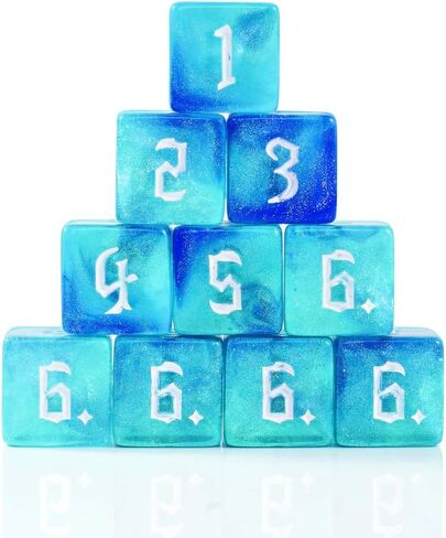 10 Pieces Polyhedral D6 Dice 16mm Acrylic Double Colors 6 Sided Game Dice for RPG MTG DND Table Games (Blue Green) in Kuwait