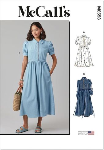 McCall's Misses' Zip Front Dress Sewing Pattern Packet, Design Code M8553, 16-18-20-22-24, Multicolor in Kuwait