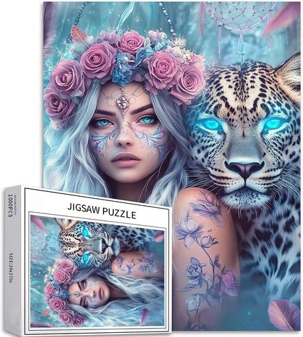 1000 Piece Beautiful African Woman Blends with The Scenery Safari Park Jigsaw Puzzles for Adults Colorful DIY Puzzles for Home Decoration Gifts Family Puzzle Perfect for Game Nights 50×70cm in Saudi Arabia
