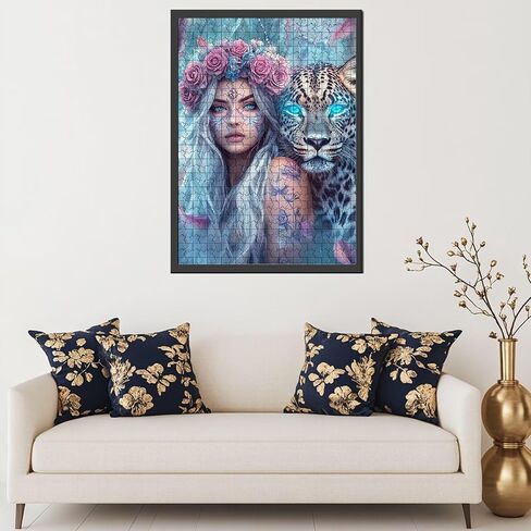 1000 Piece Beautiful African Woman Blends with The Scenery Safari Park Jigsaw Puzzles for Adults Colorful DIY Puzzles for Home Decoration Gifts Family Puzzle Perfect for Game Nights 50×70cm in Saudi Arabia