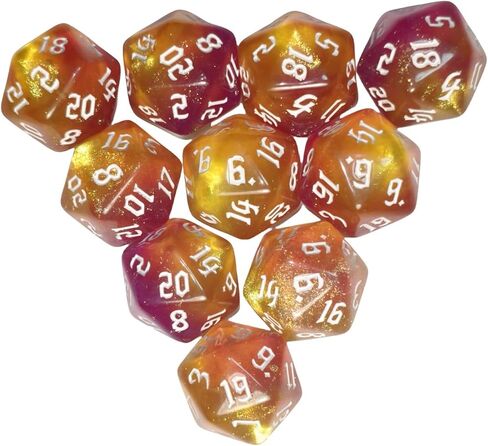10 قطعة D20 مجموعة نرد متعدد السطوح 22 مللي متر لألعاب الطاولة DND RPG MTG (النرد لون اللؤلؤ) in Kuwait