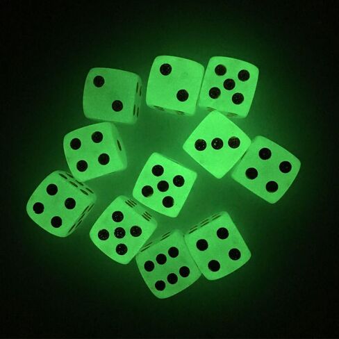 SmartDealsPro D6 Six Sided Glow in The Dark Dice Die for DND, MTG, RPG, Tenzi, Farkle, Yahtzee, Bunco, Teaching Math, Table Board Game (16mm Black Dots, 50, Pieces) in Saudi Arabia