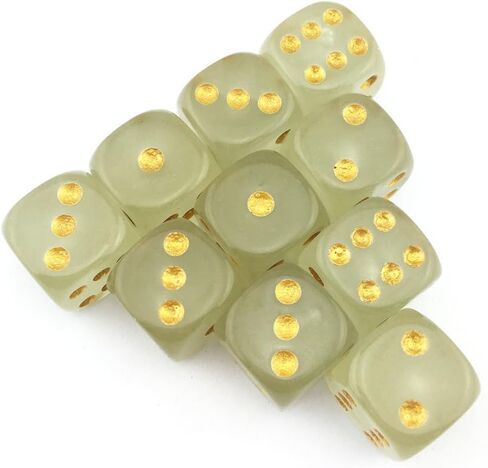 SmartDealsPro D6 Six Sided Glow in The Dark Dice Die for DND, MTG, RPG, Tenzi, Farkle, Yahtzee, Bunco, Teaching Math, Table Board Game (16mm Black Dots, 50, Pieces) in Saudi Arabia