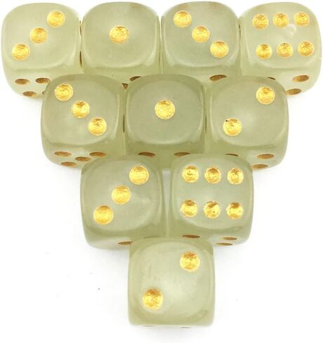 SmartDealsPro D6 Six Sided Glow in The Dark Dice Die for DND, MTG, RPG, Tenzi, Farkle, Yahtzee, Bunco, Teaching Math, Table Board Game (16mm Black Dots, 50, Pieces) in Saudi Arabia