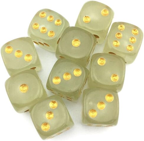 SmartDealsPro D6 Six Sided Glow in The Dark Dice Die for DND, MTG, RPG, Tenzi, Farkle, Yahtzee, Bunco, Teaching Math, Table Board Game (16mm Black Dots, 50, Pieces) in Saudi Arabia