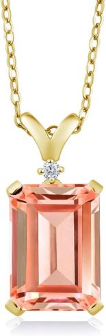 Gem Stone King 18K Yellow Gold Plated Silver Black Onyx and White Diamond Jewelry Pendant Necklace For Women (6.62 Cttw, Gemstone Birthstone, 14X10MM Emerald Cut, with 18 Inch Chain) in Saudi Arabia