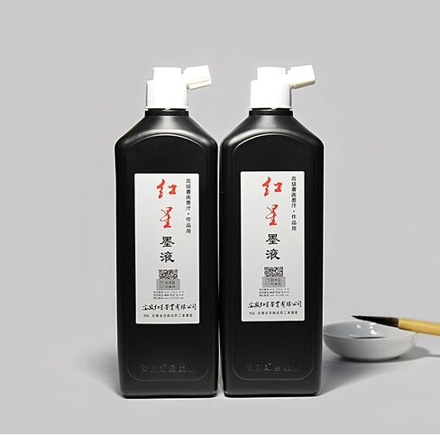 MEGREZ Chinese Calligraphy Brush Ink, Redstar Black Liquid Ink Sumi Ink for Writing & Drawing Practicing Japanese Calligraphy, Traditional Chinese Calligraphy Brush Ink, 15.8 OZ(450ml)/Bottle in Saudi Arabia