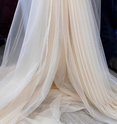 Tulle Fabric ، نسيج شبكة ، تول العاج ، تول أبيض لزفاف/فستان الزفاف 3 ياردة (خفيفة العاج) 39 in Kuwait