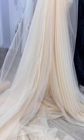 Tulle Fabric ، نسيج شبكة ، تول العاج ، تول أبيض لزفاف/فستان الزفاف 3 ياردة (خفيفة العاج) 39 in Kuwait