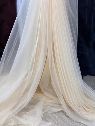 Tulle Fabric ، نسيج شبكة ، تول العاج ، تول أبيض لزفاف/فستان الزفاف 3 ياردة (خفيفة العاج) 39 in Kuwait