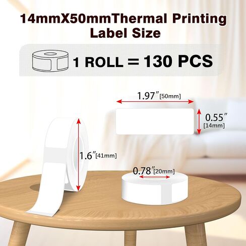 ملصقات ملصقات طباعة Plendly 130pcs 14x50mm (1/2 "x1 7/8") شريط التسمية الحرارية اللاصقة الذاتي في صندوق موزع متوافق مع صانع D30 لمدرسة المكتب المنزلي الأبيض in Saudi Arabia