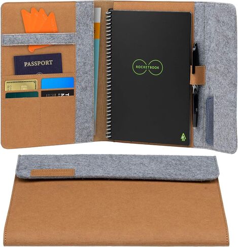 Rocketbook Smart Notebook Cover - 100 ٪ قابلة لإعادة التدوير ، غطاء قابل للتحلل مع حامل القلم ، قفل مغناطيسي وتخزين داخلي - المريخ الرمال تان ، الحجم التنفيذي (6 "× 8.8") in Saudi Arabia