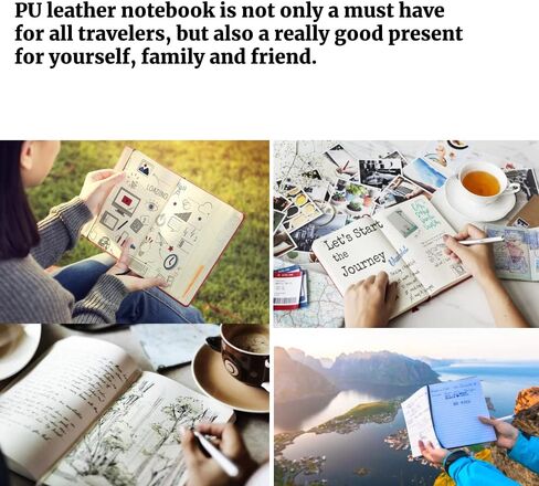Travel Journal Notebook 1 Pcs Vintage Retro PU Leather Notebook Personalized Journal Diary Refillable Notepad (Black) in Saudi Arabia