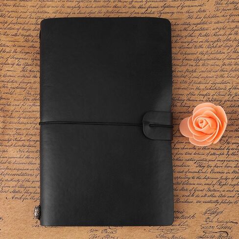 Travel Journal Notebook 1 Pcs Vintage Retro PU Leather Notebook Personalized Journal Diary Refillable Notepad (Black) in Saudi Arabia