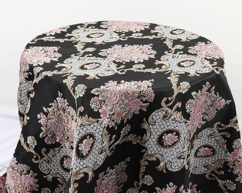 Classic Brocade Jacquard Upholstery Fabric Damask, for Sofa Chair Reupholstery, Home Docer, Curtain, Costume Dressmaking, 56 Inches Wide, 1 Yard - Black in Kuwait