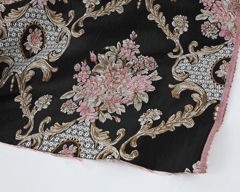 Classic Brocade Jacquard Upholstery Fabric Damask, for Sofa Chair Reupholstery, Home Docer, Curtain, Costume Dressmaking, 56 Inches Wide, 1 Yard - Black in Kuwait
