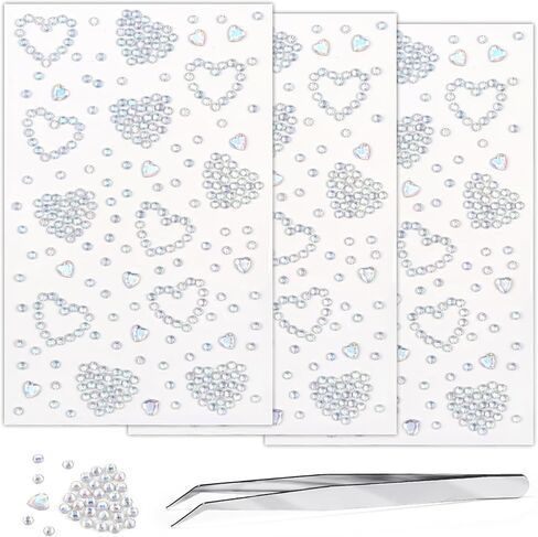 Gem Stickers Jewels for Crafts, Self Adhesive Rhinestone Stickers, Stick on Gems Rhinestones for Crafts, Acrylic Bling Star Stickers, Craft Supplies 3 Sheets(Light Blue-3/6/20mm) in Saudi Arabia