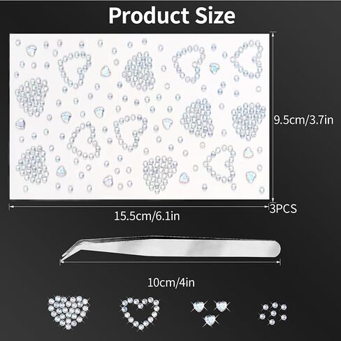 Gem Stickers Jewels for Crafts, Self Adhesive Rhinestone Stickers, Stick on Gems Rhinestones for Crafts, Acrylic Bling Star Stickers, Craft Supplies 3 Sheets(Light Blue-3/6/20mm) in Saudi Arabia