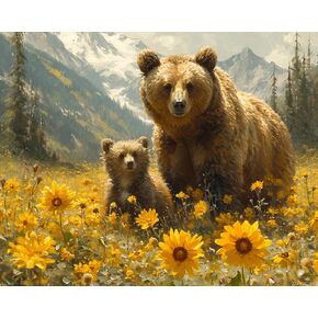 Zuvrdiai Bears Paint بأرقام ، والطلاء الحرف الكبار من مجموعات الأرقام ، وحرف الفنون للديكور المنزلي (لا إطار ، 16 × 20 بوصة)