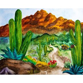 FANGKISSU 5D Diamond Paint Kits for Adults Beginners,Arizona Desert Landscape Diamond Art Kits, DIY Full Round Drill Paint with Diamonds Gem Art, Home Wall Decor 12 x 16 Inch