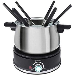 Swissmar Arolla 10 Pieces Stainless Steel Electric Fondue Set - Perfect Fondue Pot Electric Set for Cheese, Caramel, Chocolate, Oil, Broth & More - Gift Ideas for Wedding, House Warming, 2.1 Qt