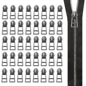 Savagrow 40pcs Zipper يسحب #5 جينز السوستة المعدنية الجينز السحاب الرمادي العميق يسحب يدويًا محفظة السوستة.