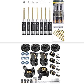 SCX24 Brass Steering Knuckles Wheel Weights Extended Hex Adapter Front Rear Diff Cover RC Hex Screwdriver for Axial 1/24 SCX24 Upgrades