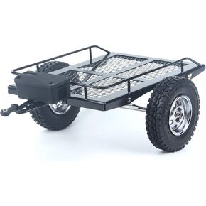 LCX Racing 1/1Tth RC Crawler Car Highted Duty Metal Trailer RC Crawler Hooper Trail Cargo Carger Metal Kit for Axial SCX10 II TRX4 TRX6 REDCAT GEN7 GEN8 D90 HPI