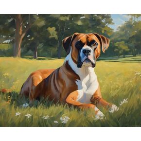 Zuvrdiai Paint by Number Kits Boxer Dog Paint by Numbers kit for begins beginner diy paint paintworks on canvas 16x20inch ، no frame