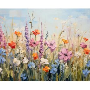 yiyue paint حسب عدد المبتدئين للمبتدئين ، مجموعات الطلاء DIY Gift Canvas للبنين والبنات ، مجموعة طلاء زيت الزهور ، DIY Paint Paint Carfts for Gift Home Wall 16x20inch ، No.15