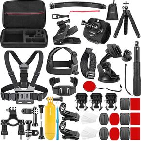 NEEWER 50 in 1 Action Camera Accessory Kit Compatible with GoPro Hero 12 11 10 9 DJI OSMO 4 3 2 Insta360 X3 X2 GO 3 SJCAM DBPOWER AKASO VicTsing APEMAN WiMiUS QUMOX Lightdow Campark Sony Sports DV
