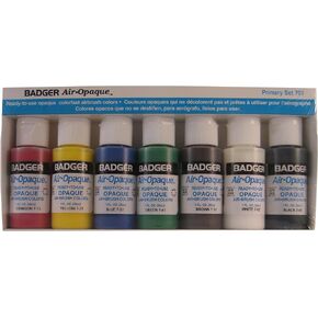 Badger Air-Brush Company Air-Opaque Airbrush Ready Water Based Acrylic Paint, Primary, 1-Ounce Each, Set of 7